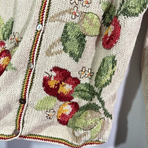 Vintage Talbots Knit Fruit Pattern Cardigan - Picture 6 of 13