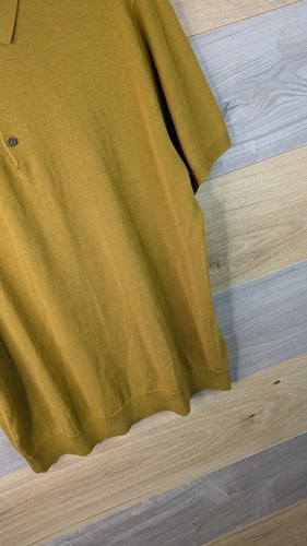 Marks And Spencer Autograph Polo Shirt Silk Blend Mens Size L Mustard Soft M&S - Picture 3 of 13