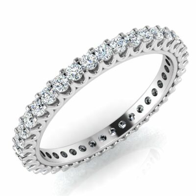 Wedding Band 0.70Ct White Moissanite Sterling Silver Full Eternity Ring Size 5.5