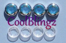AQUA Rhinestone Screw Caps Covers for Crystal Diamond Bling License Plate Frame
