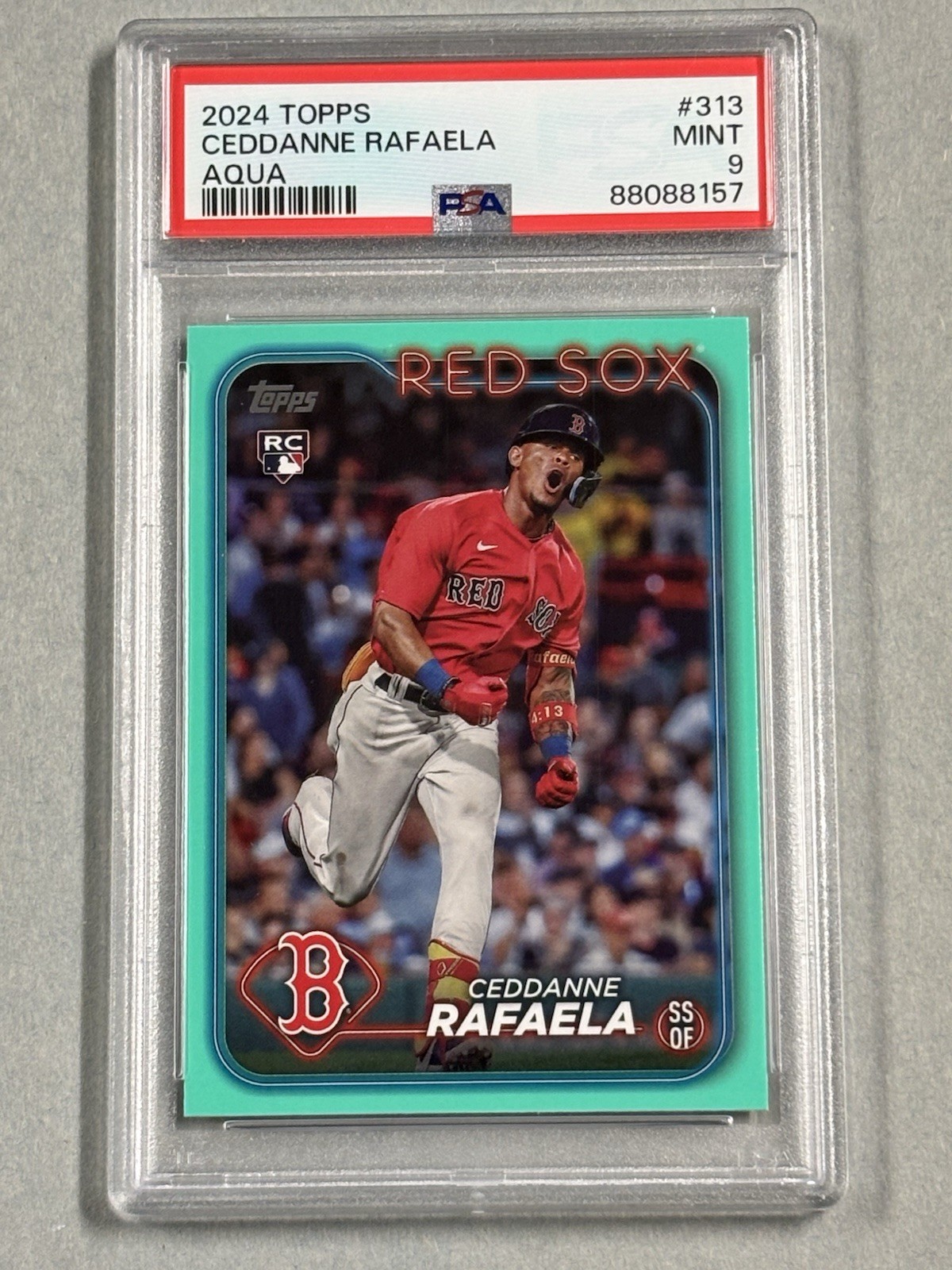 2024 Topps Aqua Ceddanne Rafaela RC #313 Rookie PSA 9 Mint Red Sox