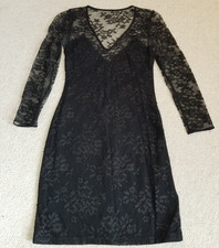 Y2K Womens Dress-EXPRESS-black floral lace sheath Fairy Grunge Whimsigoth-2