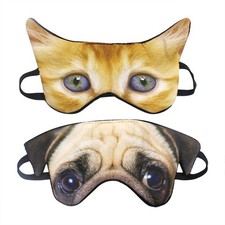  Pack of 2 3D Cat Dog Animal Sleep Eye Mask Night Shades for Sleeping Travel...