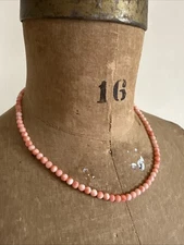 STUNNING ANTIQUE ESTATE Coral Beaded ~ NECKLACE ~ Marked “GSILVER” 18”