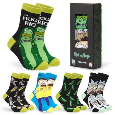 RICKY&MORTY RICK AND MORTY Mens Socks, 5 Pack Socks for Men, Rick and Morty Merchandise