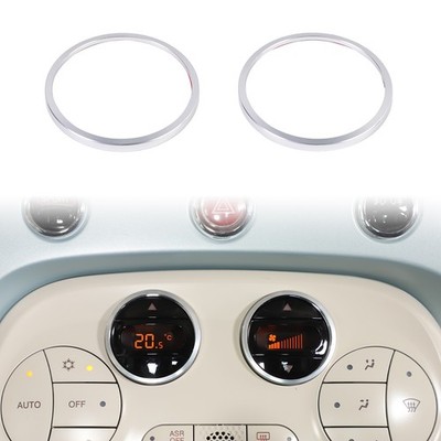 Silver Alloy Car Console Button Outer Ring Trim For Fiat 500 Abarth 595 2016-26
