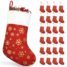 24pcs Christmas Stockings, 18  Christmas Stockings Bulk with Golden Snowflake...