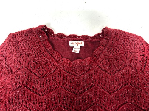 Cat And Jack Shimmery Red Sweater Dress Girls Size XL 14/16 Knit Christmas - Picture 5 of 17