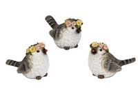3Er Set Dekofiguren VöGel Sommerzeit Mit Blumenkranz 7Cm Formano Garten S25