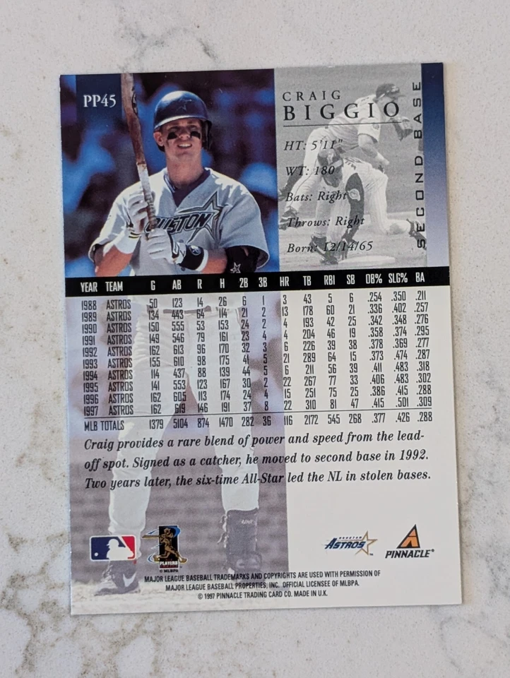 1997 Pinnacle Artist Proof Craig Biggio - Image 2 of 2