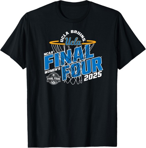 UCLA Bruins Final Four 2025 Women's Basketball Hoop Black T-Shirt