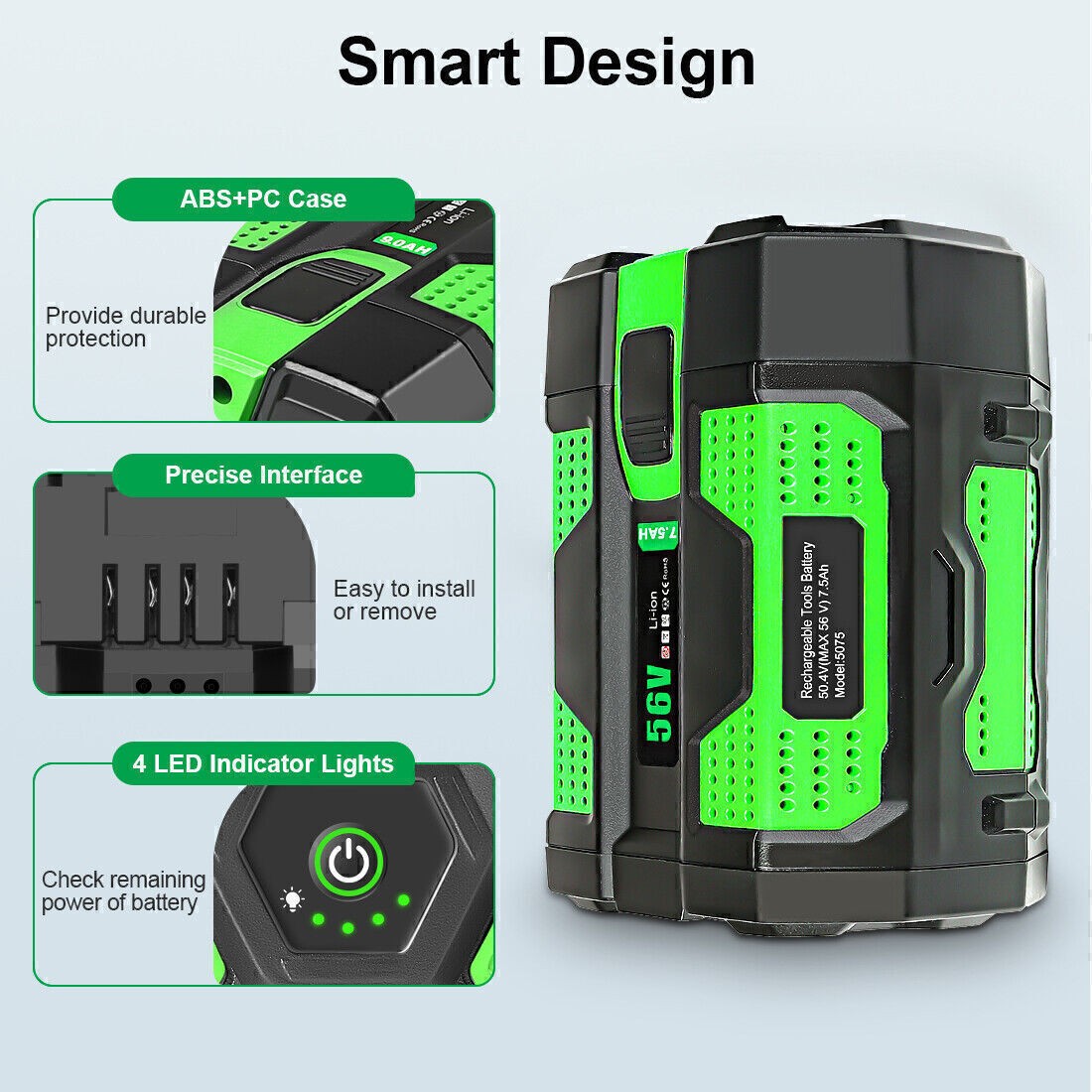 1pack 7.5ah For EGO Battery 56volt BA1400T BA4200 BA2800 ST1502LB LI-ION Battery
