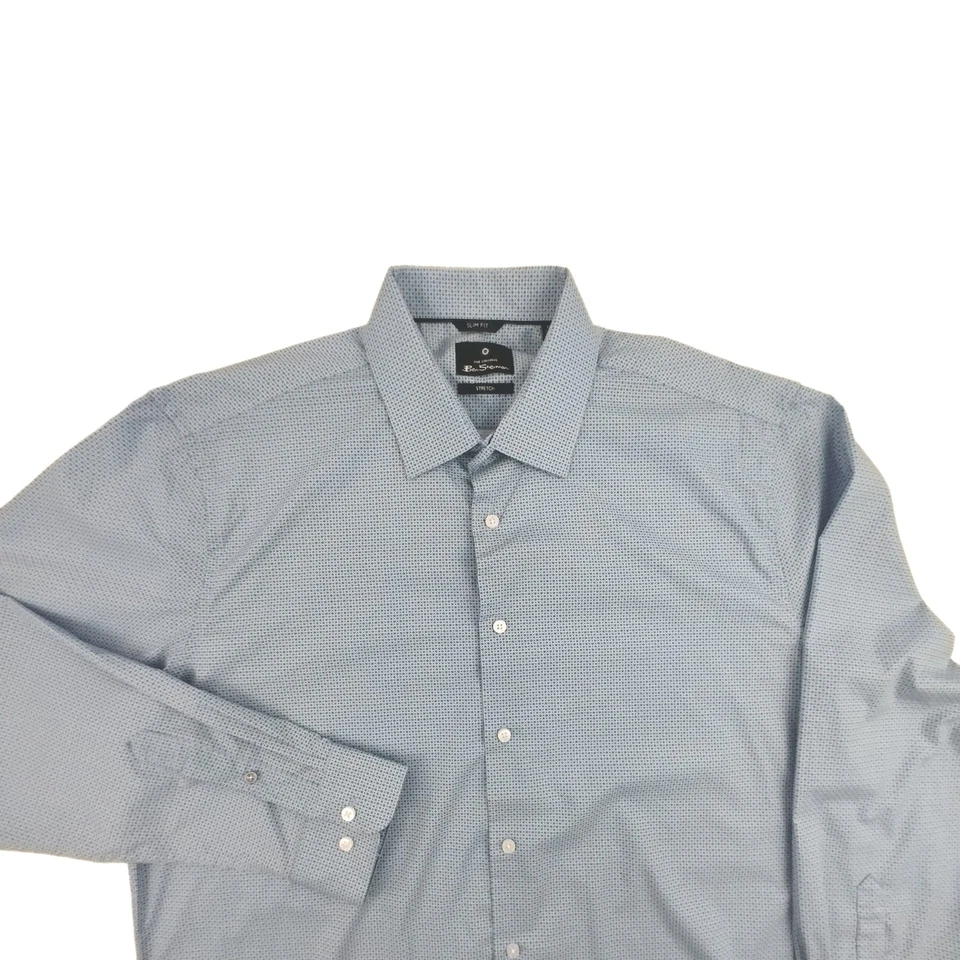 Camisa Ben Sherman XL Abotonada Manga Larga Azul Geométrica Negocios/Casual Foto 2 de 4