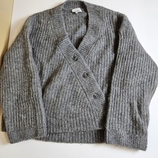 Other Stories Alpaca Wool Blend Cardigan Gray Button Front Size L