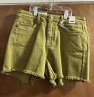 Judy Blue Mid Rise Green Denim Cut Off Shorts Women’s Size M 5-Pocket Button — photo 1