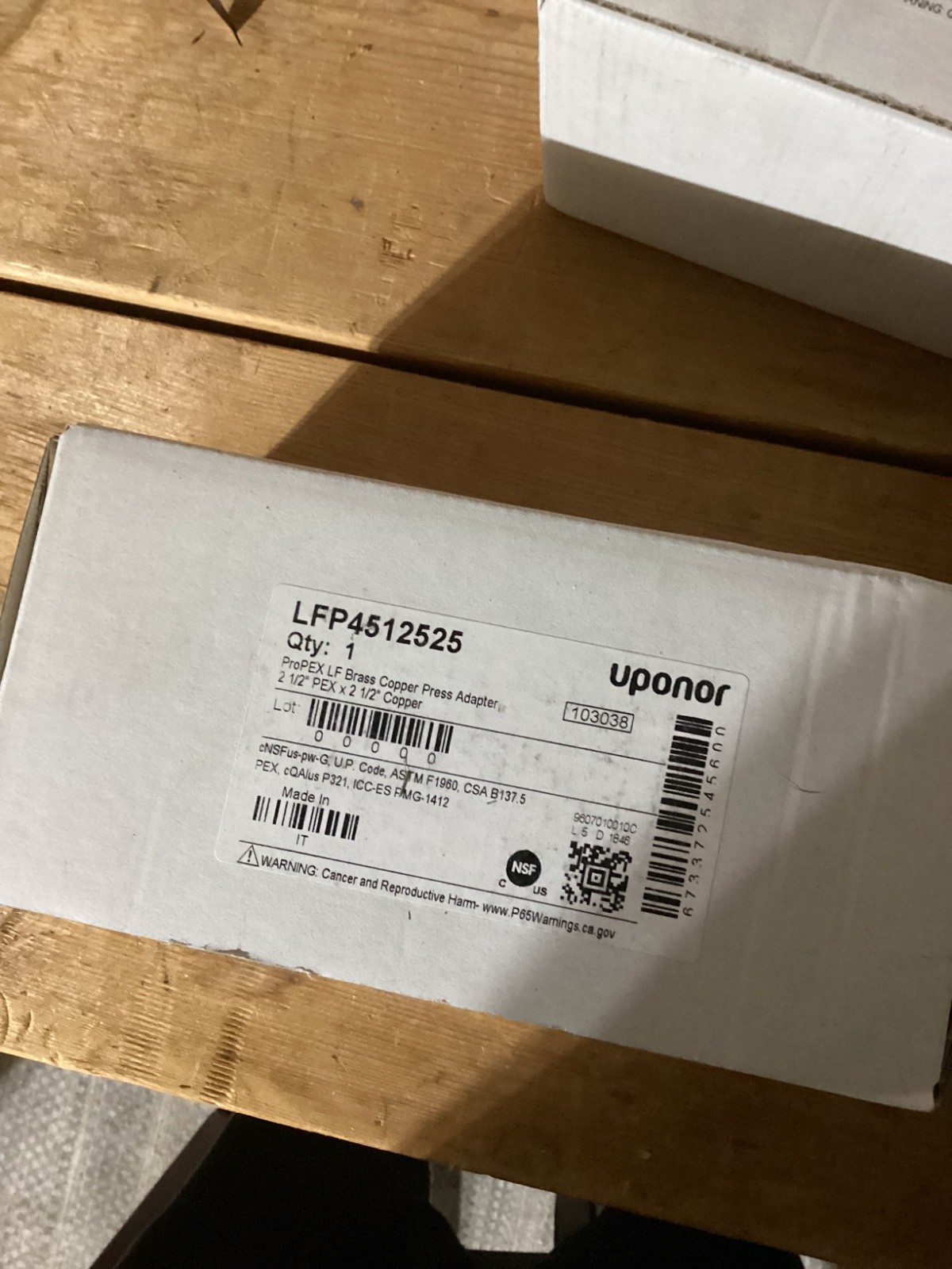 2-1/2" ProPEX x 2-1/2" Copper Press Brass Adapter (Lead Free)
