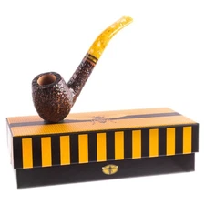 Savinelli Miele Rusticated 670 KS Honey Finish Briar Tobacco Pipe, 6mm Filter
