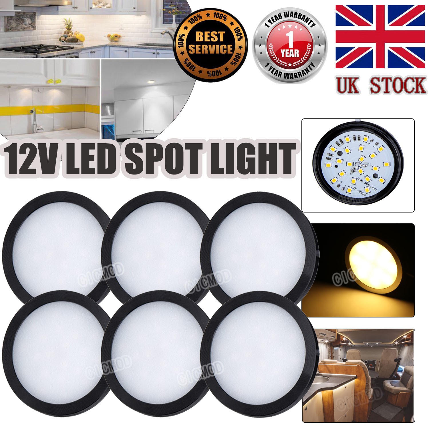 12V Interior LED Spot Lights Ceiling Downlight Camper Caravan Motorhome RV Boat