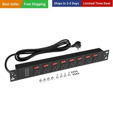 Rack Mount PDU Power Strips,8 Outlet Surge Protector,Individual Switches,1.5U...