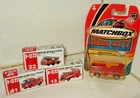 X3 Tomy Fire Engines inc Aerial Ladder in good Boxes, & free Matchbox Fire Truk