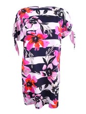 Vince Camuto Women's Tie-Sleeve Striped Shift Dress (14, Pink Multi)