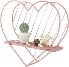 Rose Gold Floating Shelves Wall Mounted Metal Heart Design Small Storage