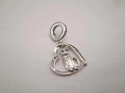 Katze Katzen Anhänger Silber 925   Herz `` I love you forever ``