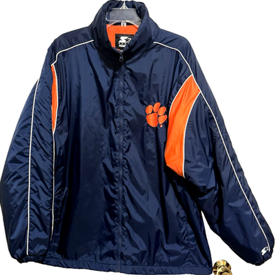 Vtg Clemson Starter Jacket Tigers XLarge Nylon & Fleece Lined Navy 