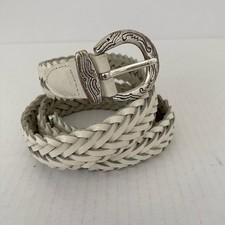 Western Split Leather Braided Belt with Silver Buckle Size M/L Southwestern