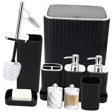 Bathroom Accessories Set - Gorgeous Bathroom Set, 10PC Bath Set Black Silver