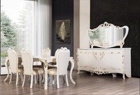 Esszimmer Set 9Tlg. Luxus Garnitur Tisch 6X StüHle Anrichte Spiegel Neu MöBel