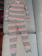 GAP Kids Striped Pajama Set in White, Pink, Green, Yellow, Navy