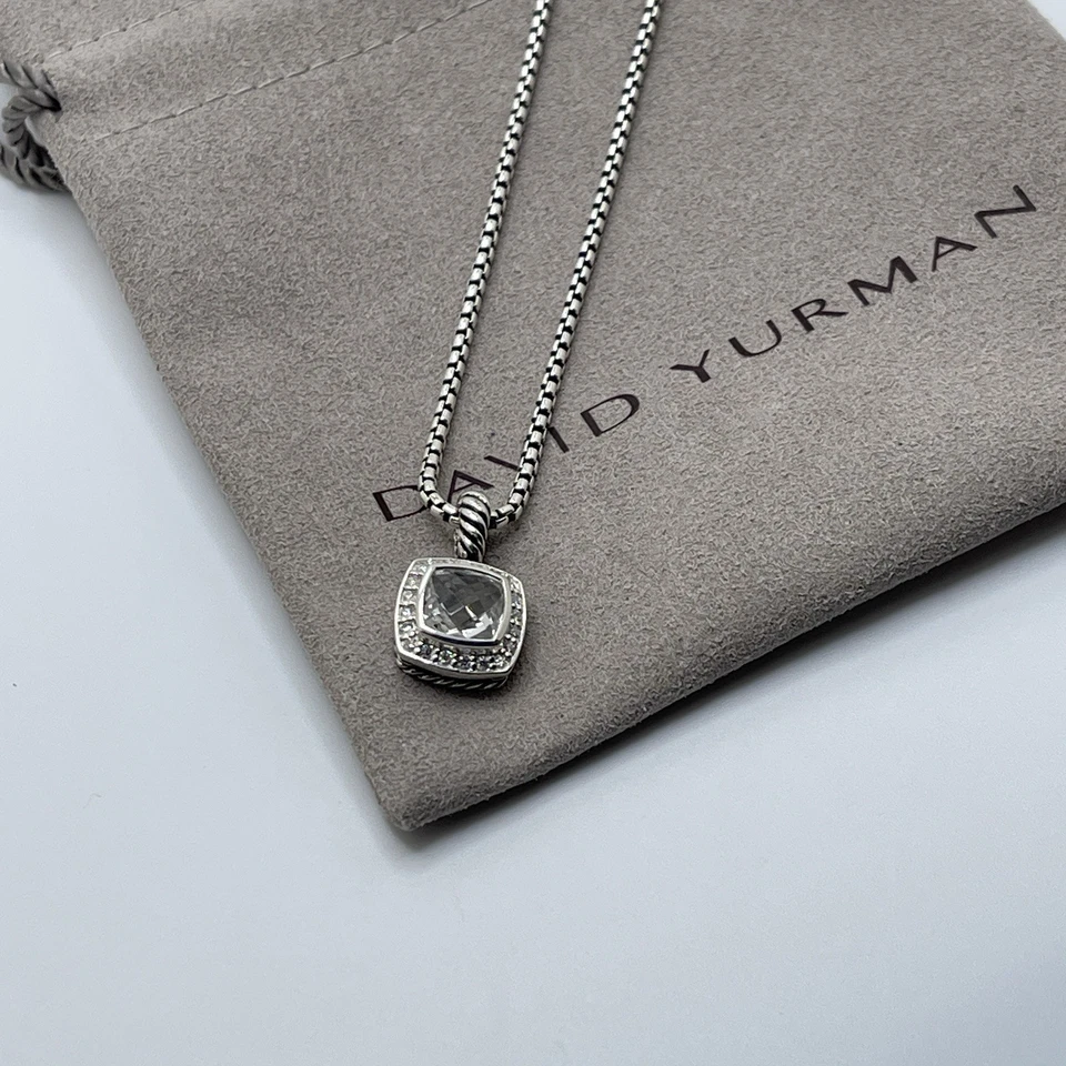 Ожерелье с подвеской в виде маленького альбиона David Yurman с белым топазом и бриллиантами 16–17 футов - Изображение 2 из 4