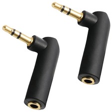 2 Pack 3.5mm TRS Male to Female 90  Right Angle Audio Adapters Gold Plated