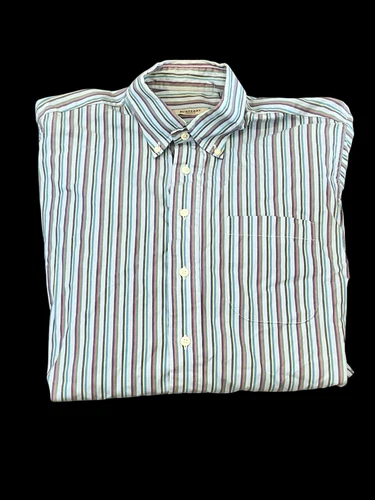 CAMICIA ABITO UOMO BURBERRY LONDON M ABBOTTONATA BLU MULTI RIGHE MANICA LUNGA