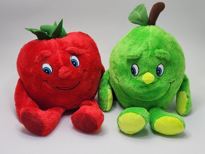 Play Tive Junior LIDL Tomato & Apple Plush Lot Anthropomorphic Fruit Vegetable