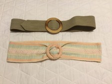 Lot of 2 Vtg 80's 90's Womens Fabric Belts Wide Retro Glam
