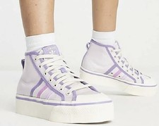 Adidas Women's Nizza Platform Mid Shoes Almost Pink, Pulse Lilac, Wonder White 6