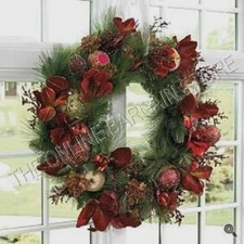 Frontgate Christmas Holiday Villa  DOOR WREATH 36" Gold Burgundy Collection