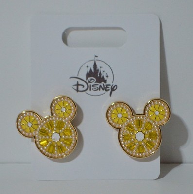Disney Parks Mickey Mouse Head Lemon Earrings NEW