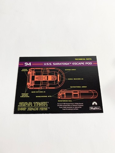 U.S.S. Saratoga Escape Pod 1993 SkyBox Star Trek Deep Space Nine Card # 94 - Picture 2 of 2