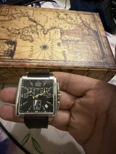 TISSOT QUADRATO T005517A BLACK CHRONOGRAPH COLLECTORS SWISS MENS WATCH