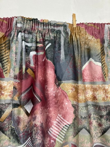 Vintage French Beautiful Wyngard Geometric Printed Wall Hanging 2 Curtain - Picture 20 of 24
