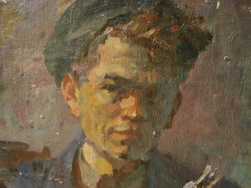Ukrainian Soviet USSR Oil Painting impressionism male self-portrait young artist - Picture 4 of 6