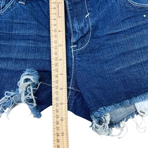 Hydraulic Women's Frayed Bailey Blue Jean Shorts Denim 13/14 Rhinestone Bling - Picture 7 of 8