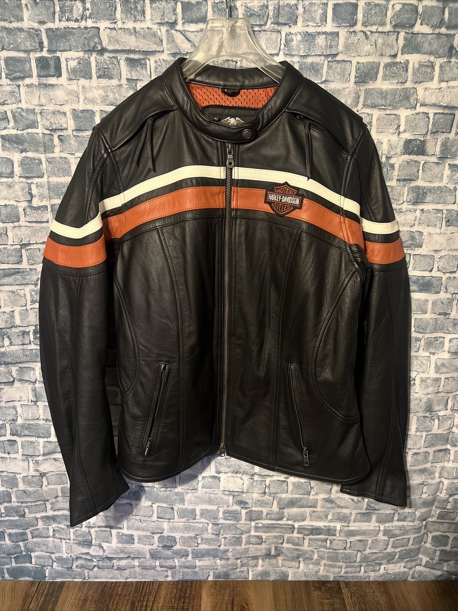 Harley Davidson Women SPORTY Black Leather Jacket XL Orange Harley Davidson Women SPORTY Black Leather Jacket XL Orange