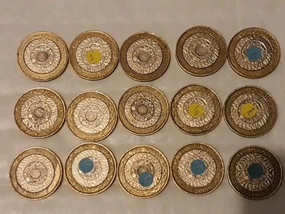 x15 Date Run Error 2 TWO Pound Coins Set Extra Metal On Reverse 99 To 2015