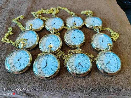 Lot of 12Watch elgin vintage pocket Collectible Antique Brass Pocket Watch GIFT