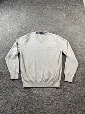 Nautica Sweater Mens Large Beige Luxury Performance Cotton V Neck Pullover FLAW