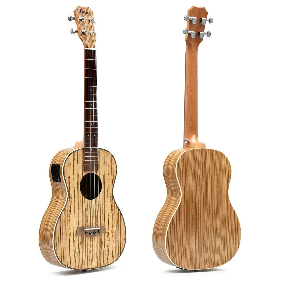 30'' Baritone Ukulele Zebrawood Acoustic Electric Uke Satin With Truss Rod/EQ - Image 2 of 4